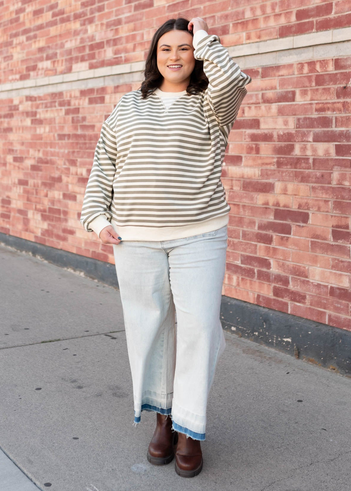 Paisley Olive Striped Sweatshirt