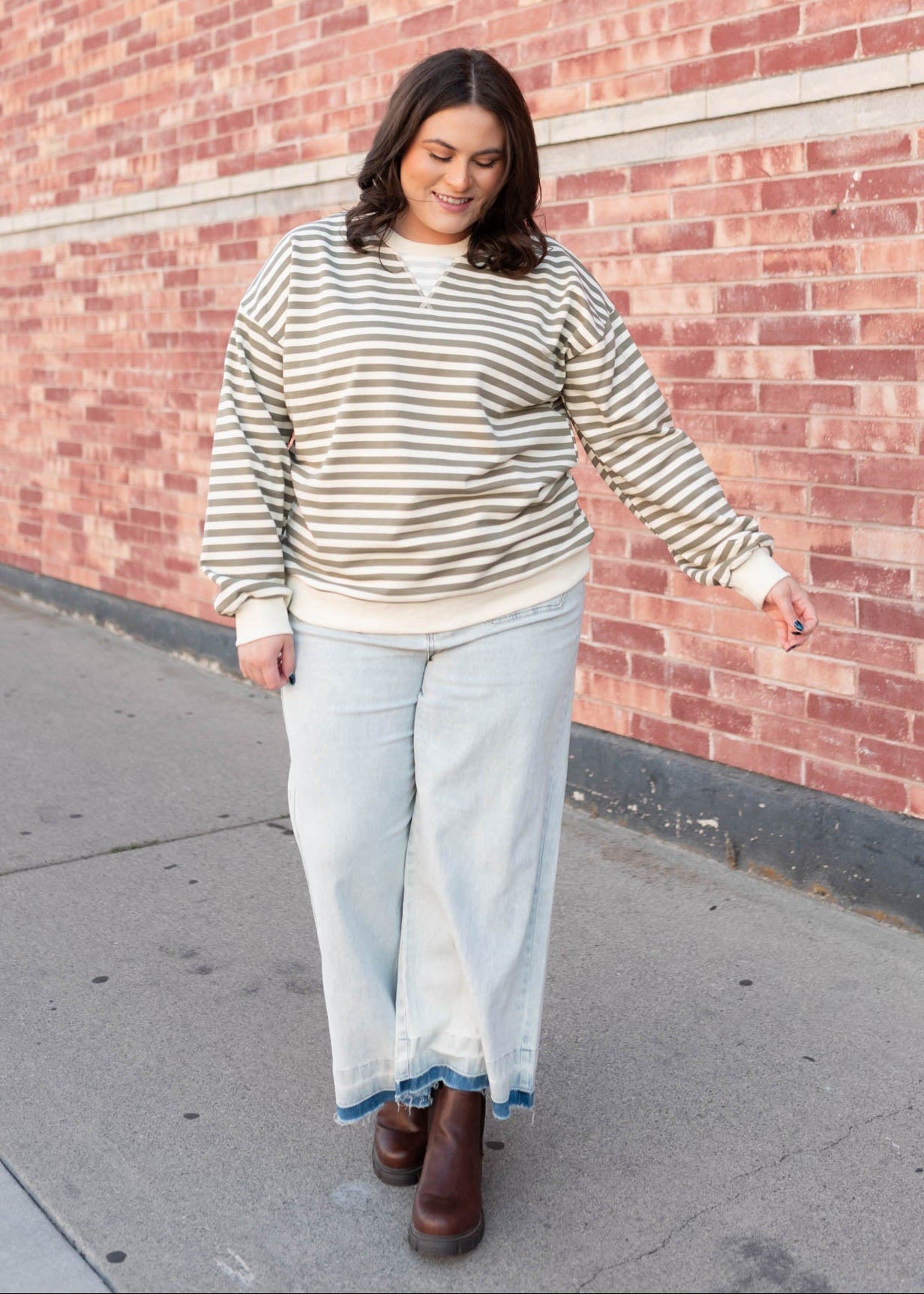 Paisley Olive Striped Sweatshirt