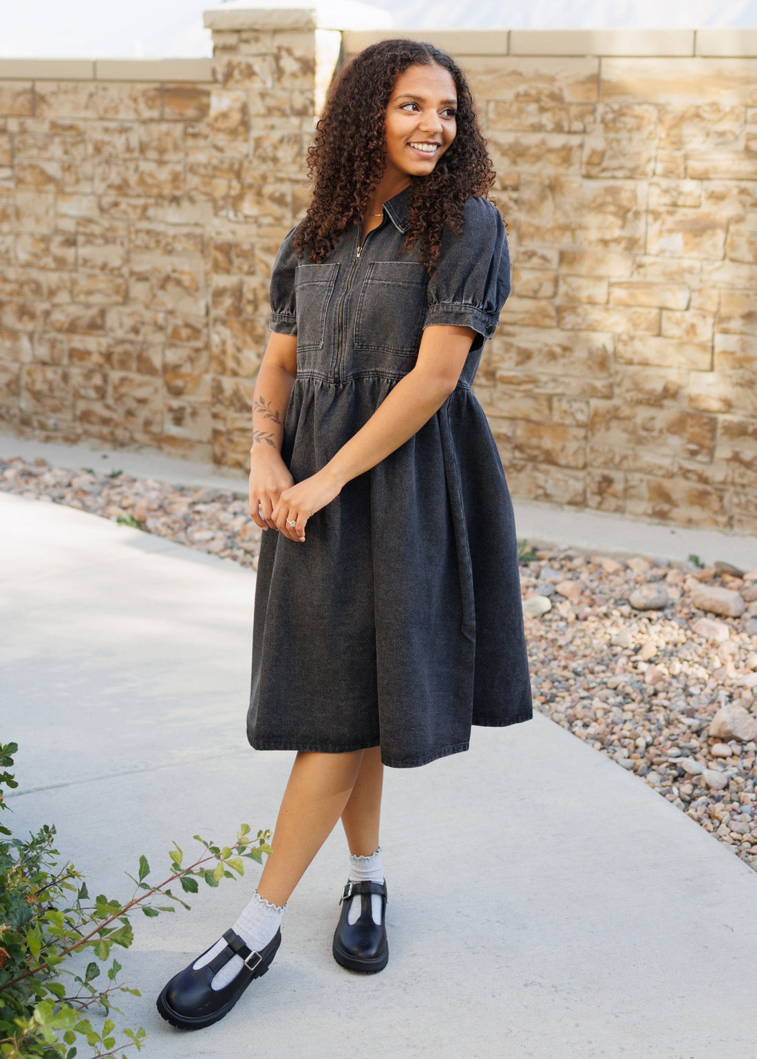 Reese Black Denim Dress