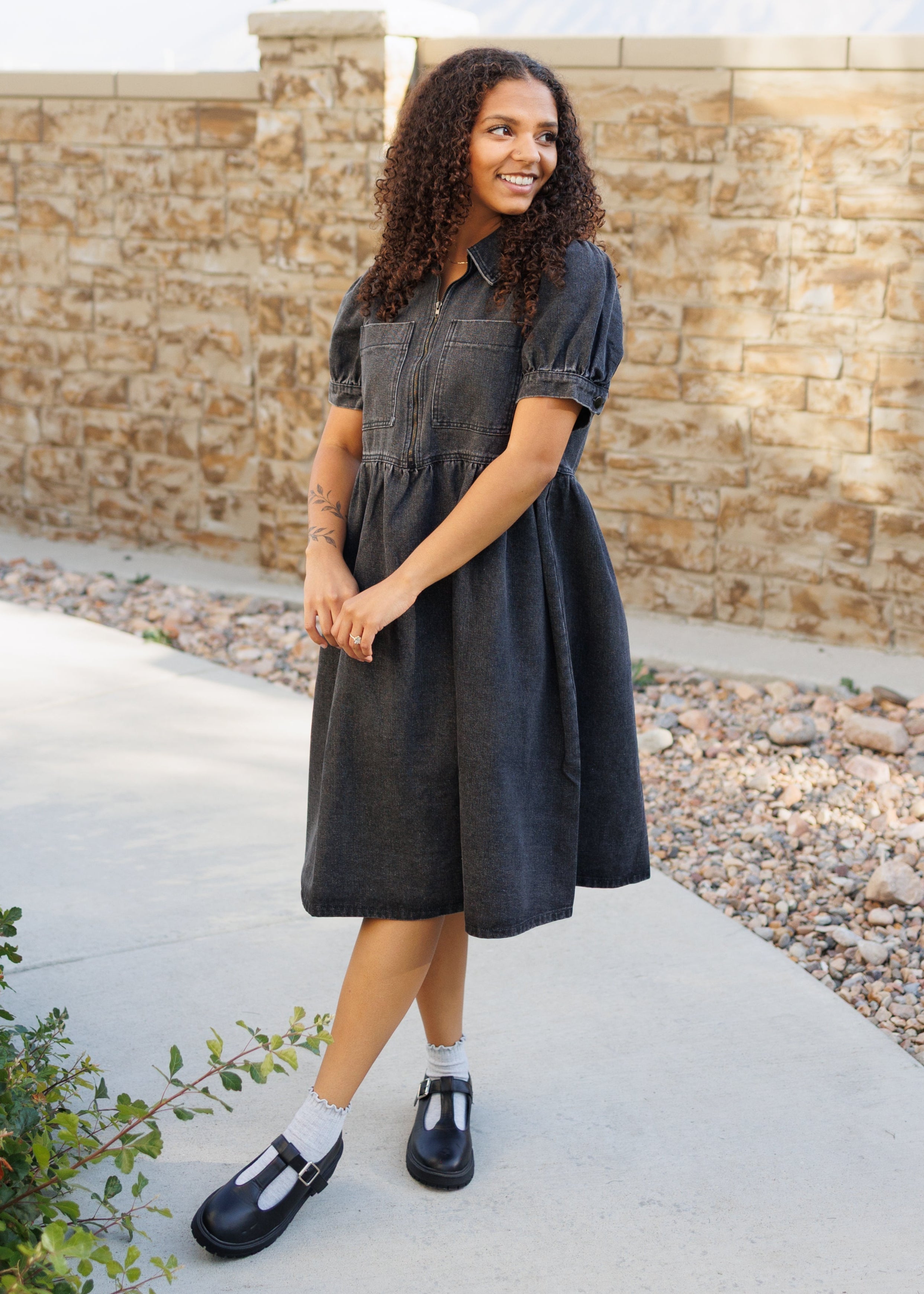 Reese Black Denim Dress