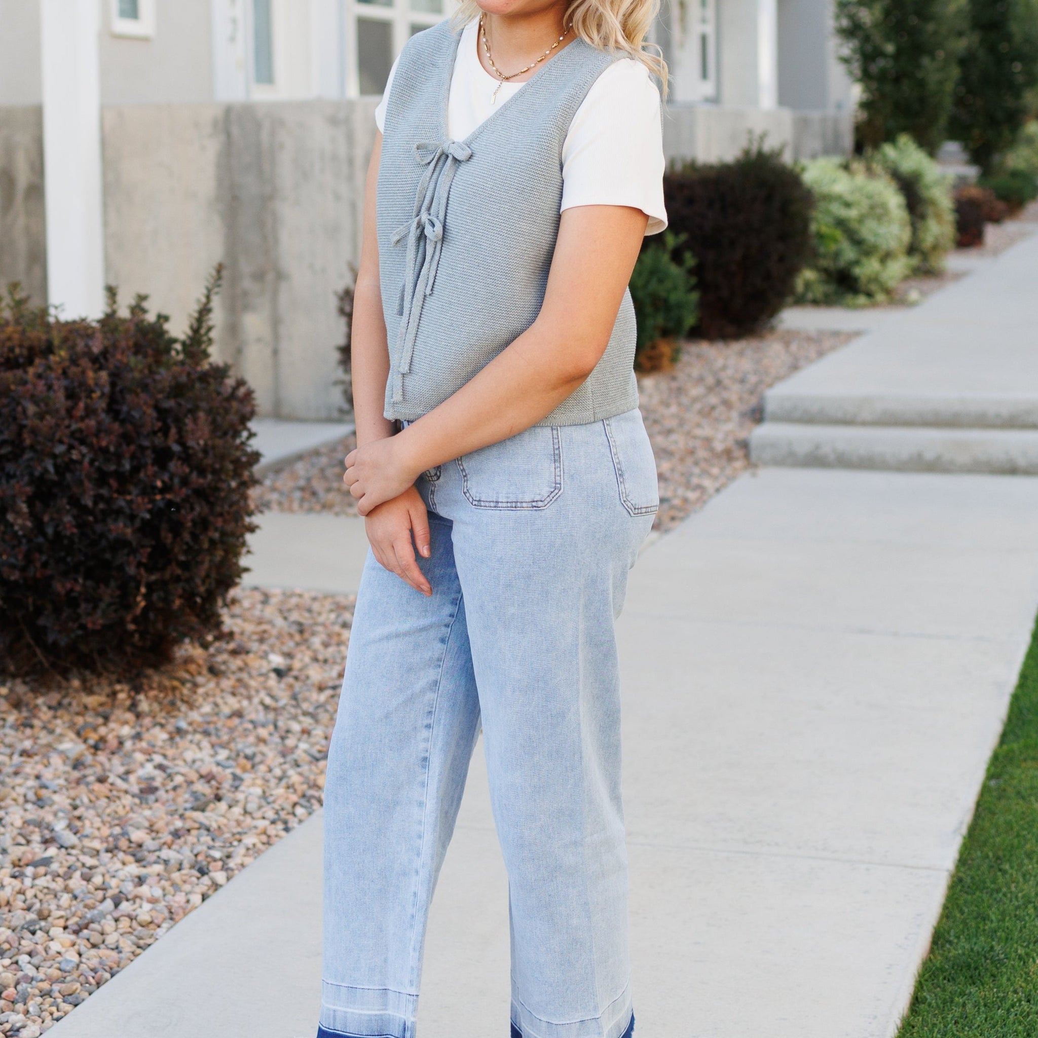 Sahana Grey Knit Sweater Vest