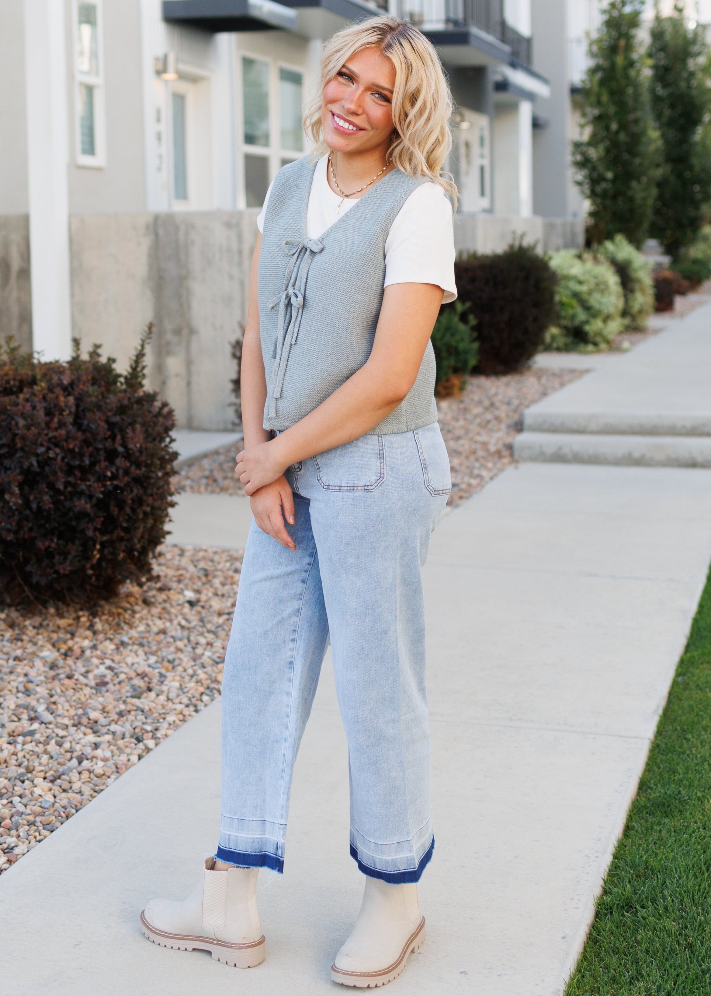 Sahana Grey Knit Sweater Vest