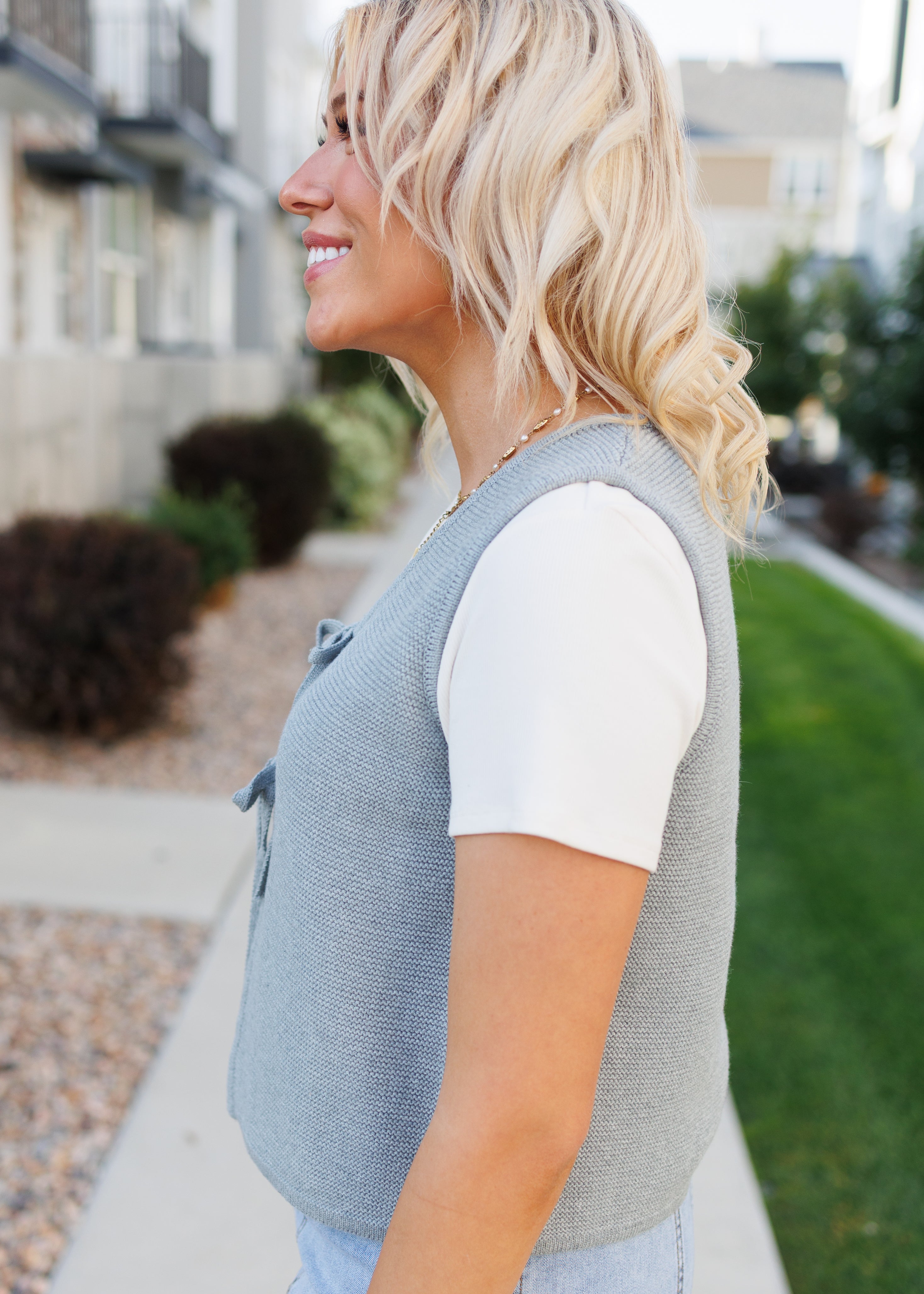 Sahana Grey Knit Sweater Vest