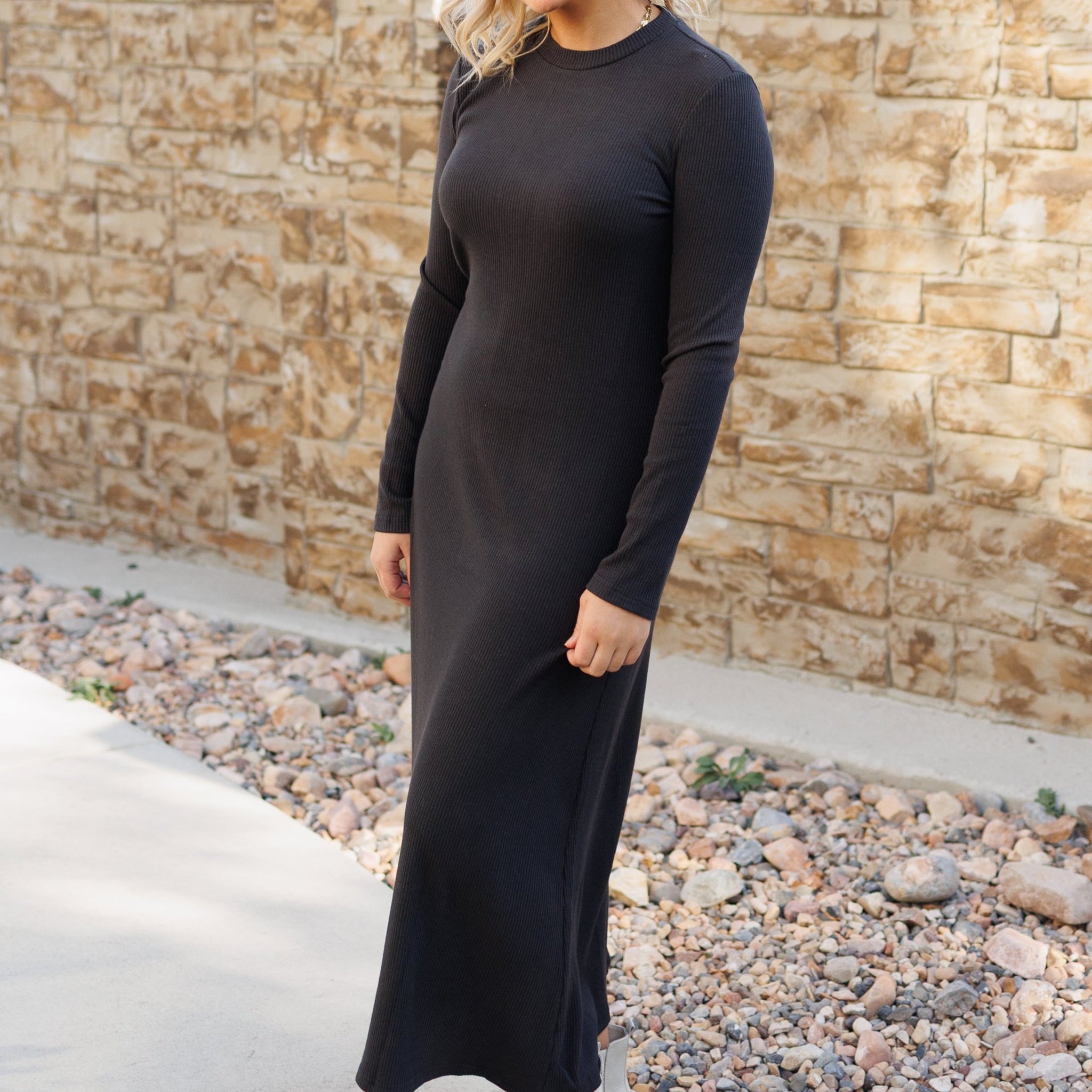 Shea Charcoal Ribbed Dress