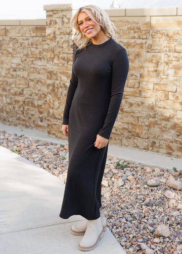 Shea Charcoal Ribbed Dress