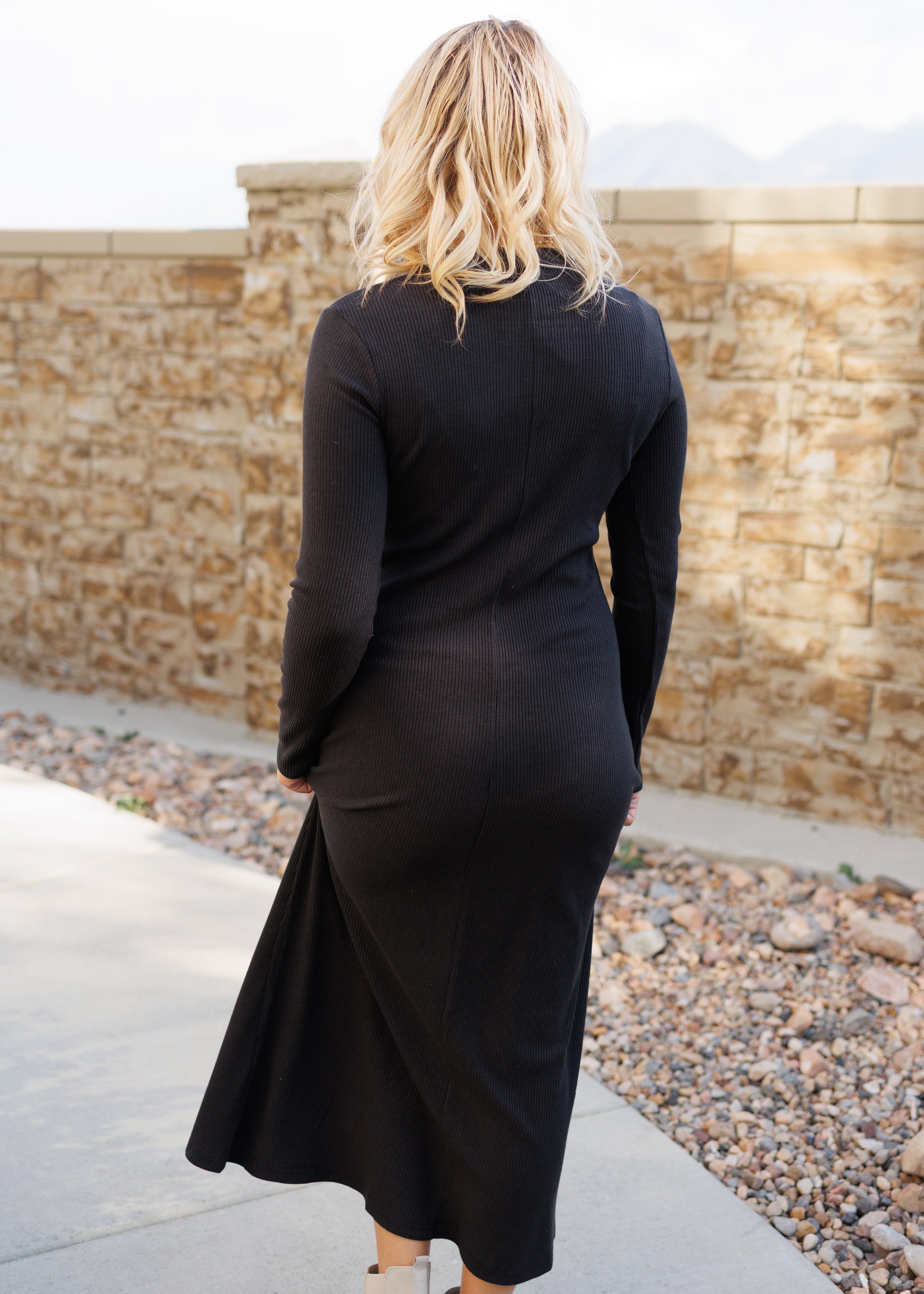 Shea Charcoal Ribbed Dress