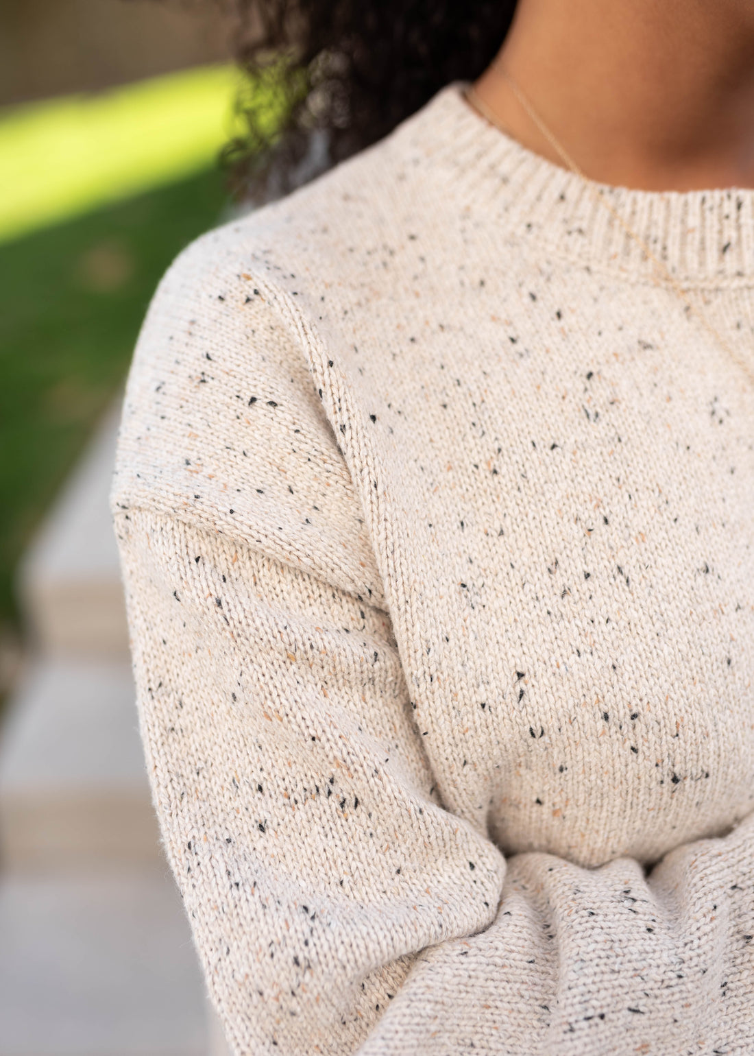 Spencer Speckled Taupe Knit Sweater