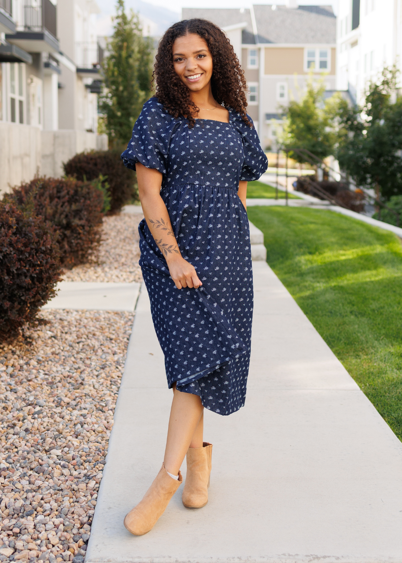 Tess Floral Denim Dress