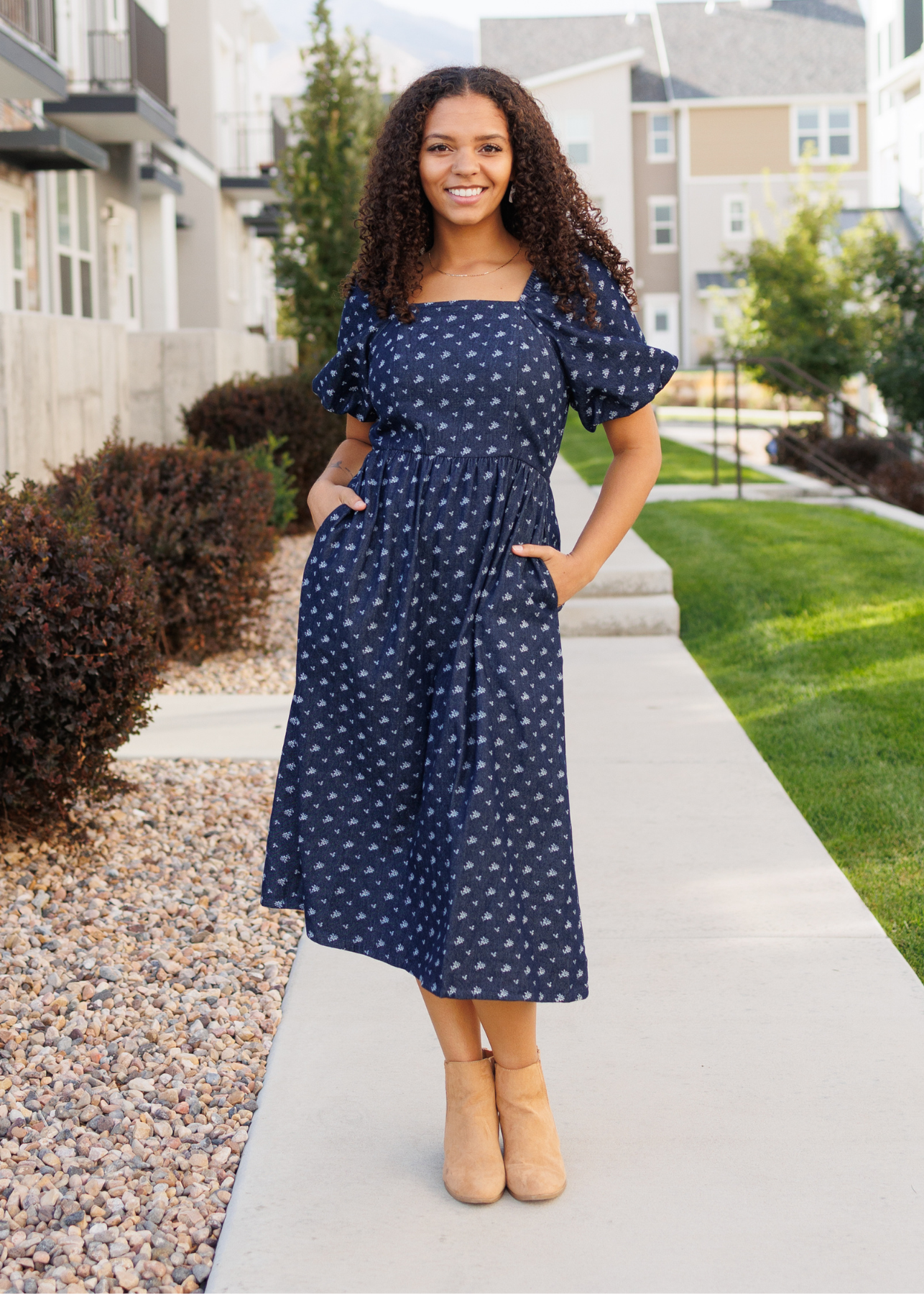 Tess Floral Denim Dress