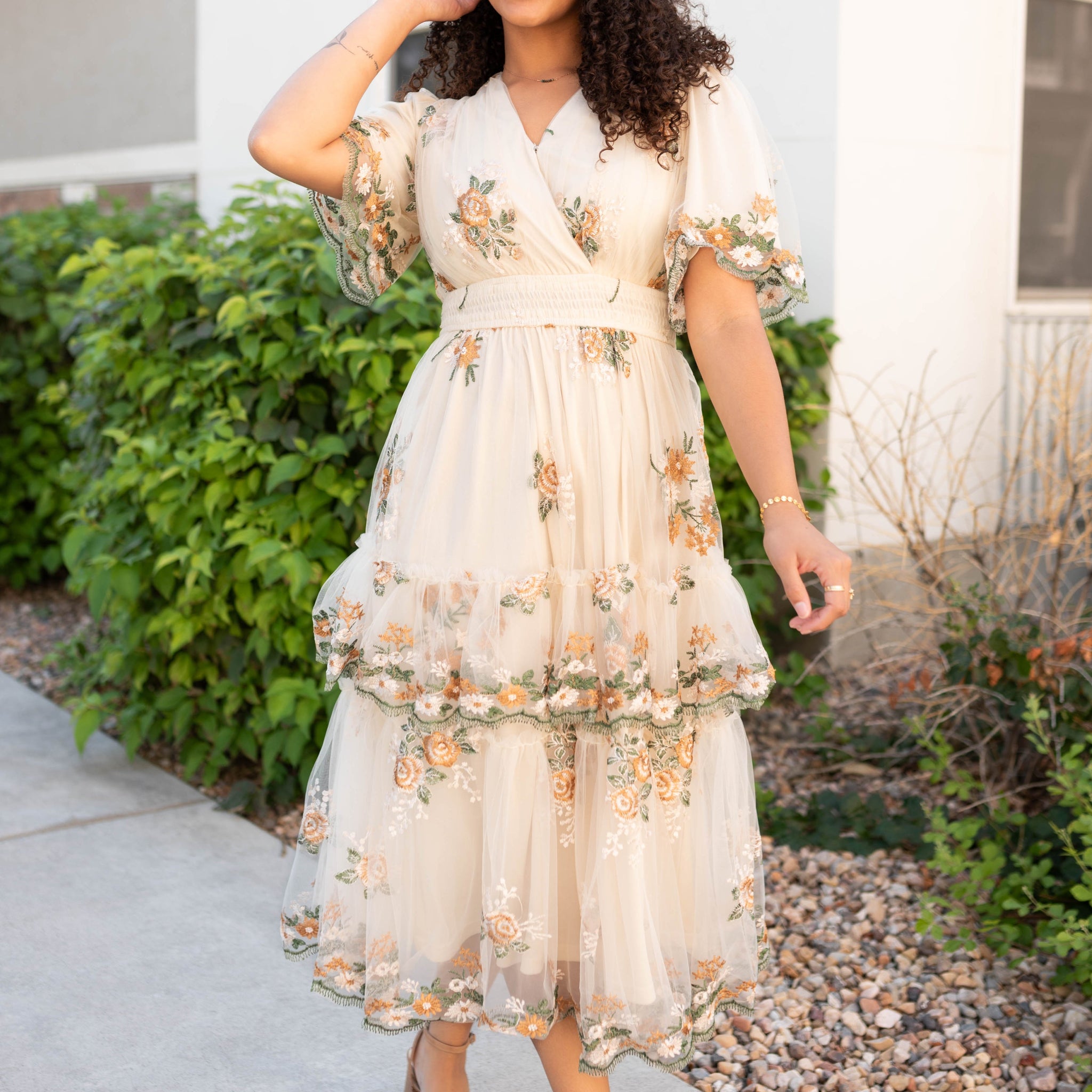 Wild Flower Taupe Dress