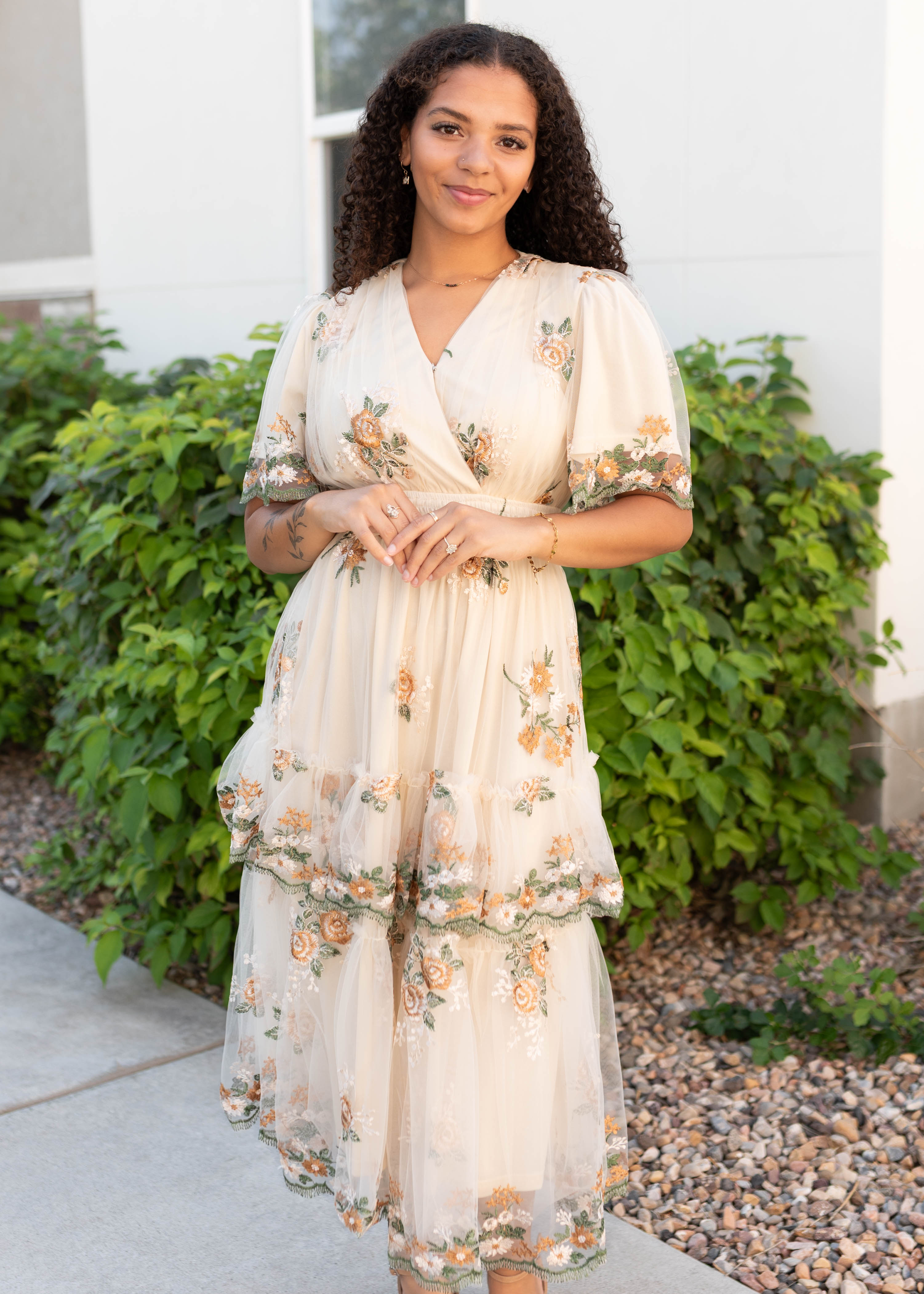 Wild Flower Taupe Dress