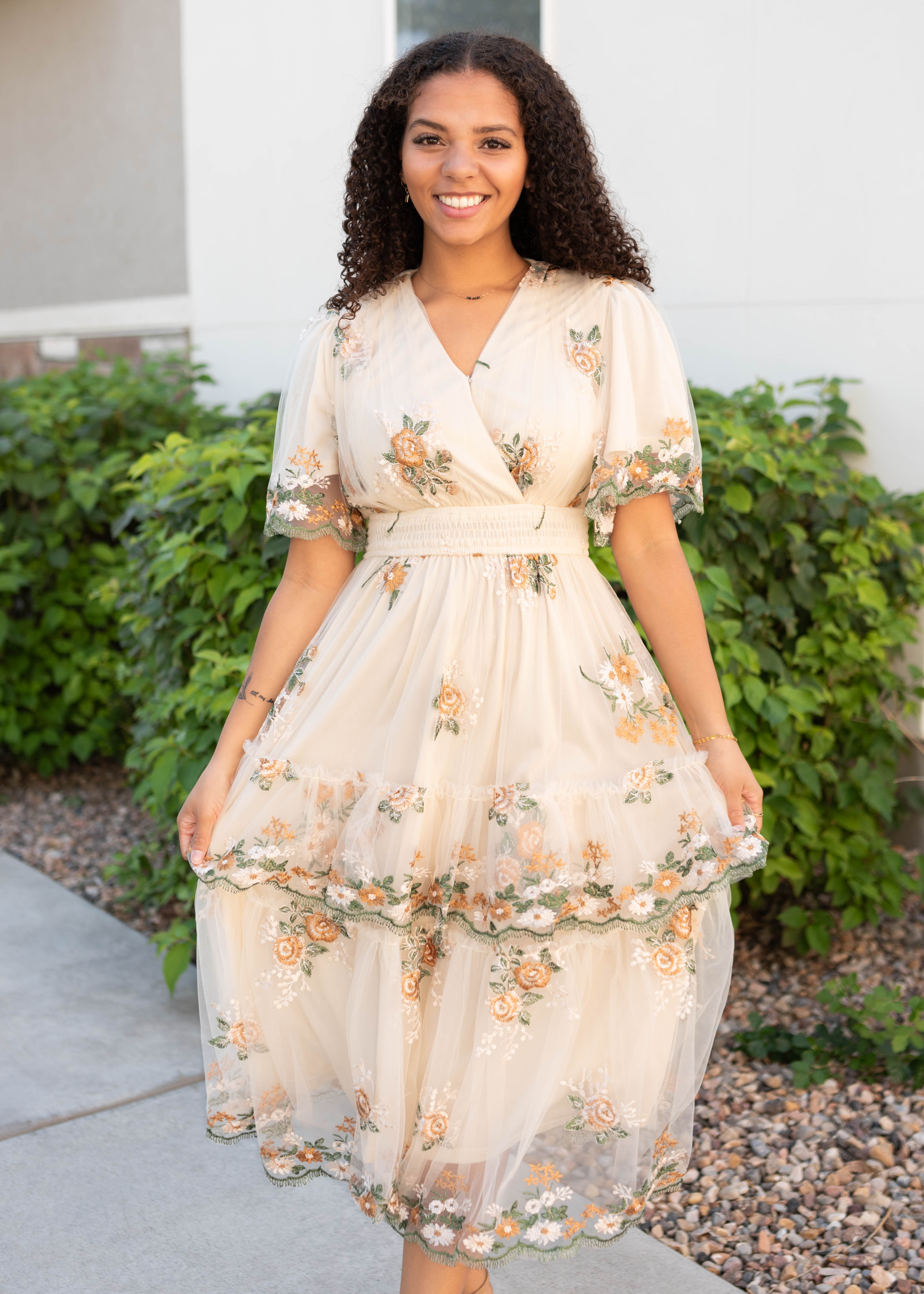 Wild Flower Taupe Dress